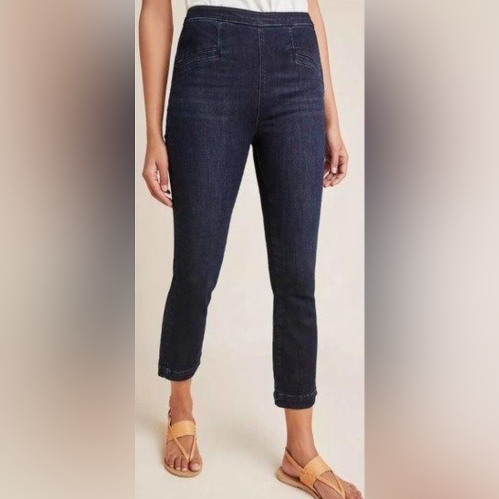 NWT Anthropologie Pilcro High Rise Cropped Capri Legging Dark Denim SZ 29